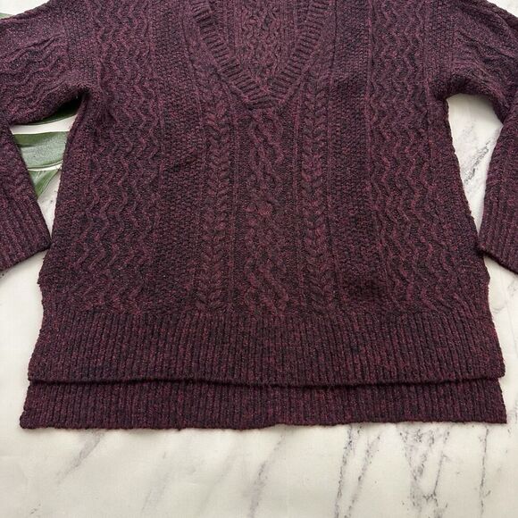 Sundance Womens Pullover Sweater Size S Dark Purple Cable Knit V-neck Soft - Picture 5 of 12
